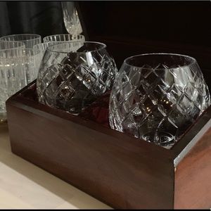 Cartier Crystal Brandy Snifters Set 2 In Wood Box